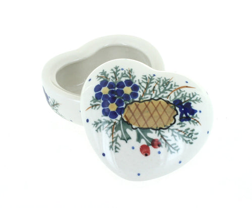 Polish Pottery Pinecone Heart Box