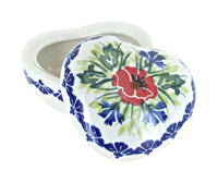 Polish Pottery Cherry Red Bouquet Heart Box