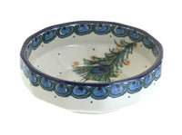 Polish Pottery Peacock Feather Small Angular Bowl
