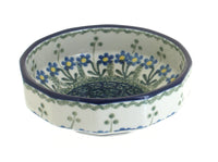 Polish Pottery Blue Posy Small Angular Bowl