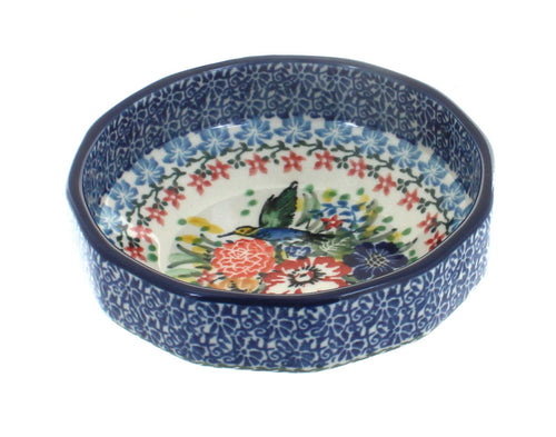 Hummingbird Small Angular Bowl Polish Pottery