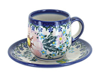 Polish Pottery Apple Blossom Espresso Cup & Saucer