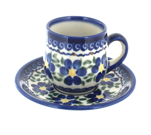 Polish Pottery Spring Blossom Espresso Cup & Saucer