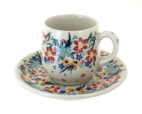 Polish Pottery Tara Espresso Cup & Saucer