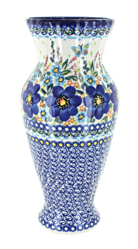 Polish Pottery Garden of Blue Tall Vase
