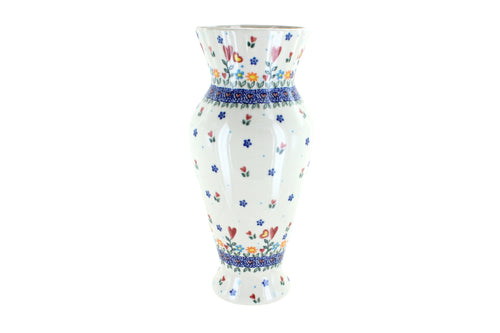 Polish Pottery Hearts & Flowers Tall Vase