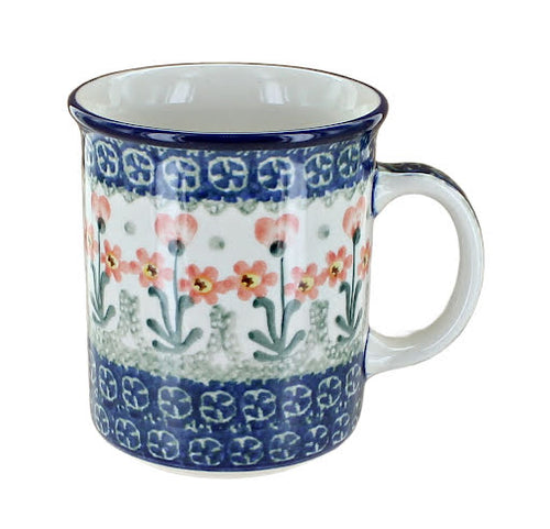 Polish Pottery Peach Posy Small Coffee Mug