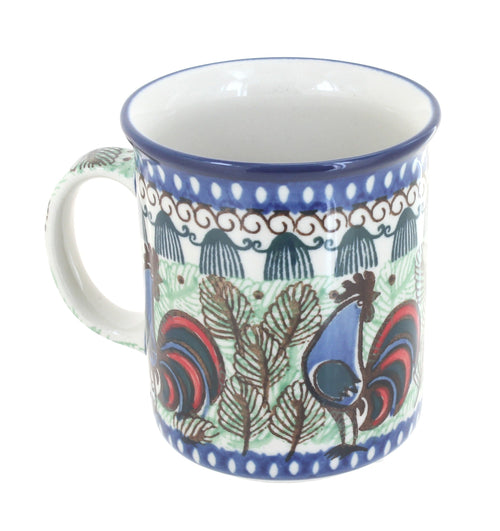 Polish Pottery Rooster Row Small Coffee Mug