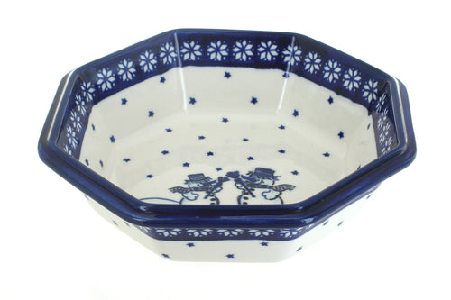 Polish Pottery Frosty Friend Large Octagonal Bowl