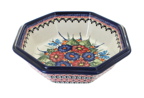 Floral Butterfly Large Octagonal Bowl