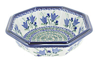 Polish Pottery Blue Tulip Large Octagonal Bowl