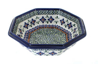 Polish Pottery Mosaic Flower Large Octagonal Bowl