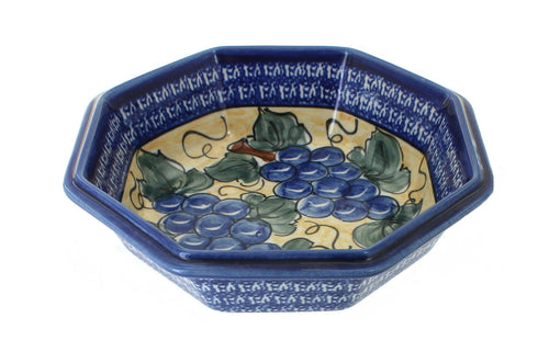Polish Pottery Grapes Large Octagonal Bowl