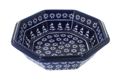 Polish Pottery Winter Nights Large Octagonal Bowl