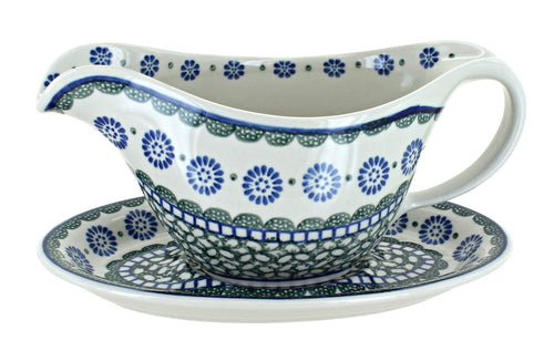 Polish Pottery Maia Gravy Boat & Plate