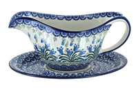 Polish Pottery Tulip Bouquet Gravy Boat & Plate