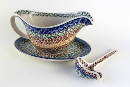 Athena Gravy Boat & Ladle Polish Pottery