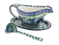 Polish Pottery Sapphire Fields Gravy Boat & Ladle