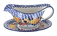 Polish Pottery Harvest Bounty Gravy Boat & Plate