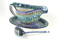 Mardi Gras Gravy Boat & Ladle Polish Pottery