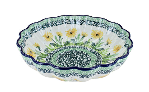 Polish Pottery Dandelion Medium Scallop Dish