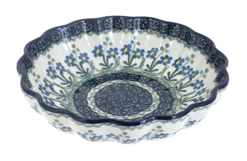 Polish Pottery Blue Posy Medium Scallop Dish