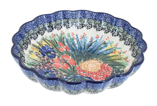 Polish Pottery Summer Blooms Medium Scallop Dish