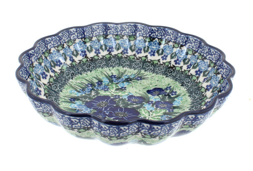 Polish Pottery Sapphire Fields Medium Scallop Dish