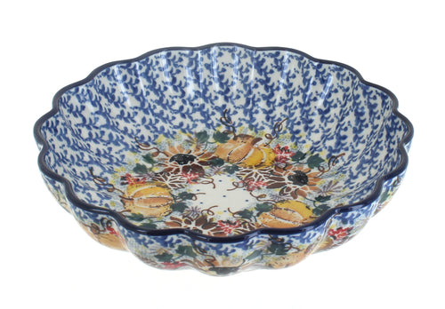 Polish Pottery Harvest Bounty Medium Scallop Dish