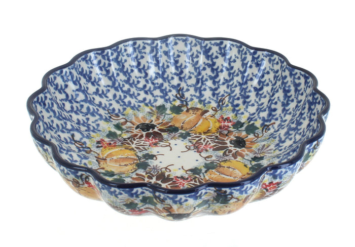 Polish Pottery Harvest Bounty Medium Scallop Dish
