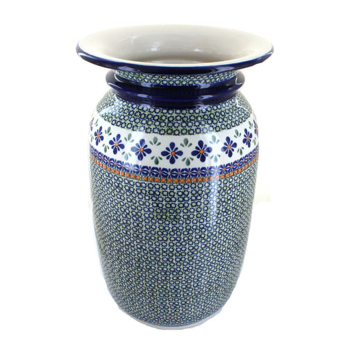 Polish Pottery Mosaic Flower Tall Floor Vase