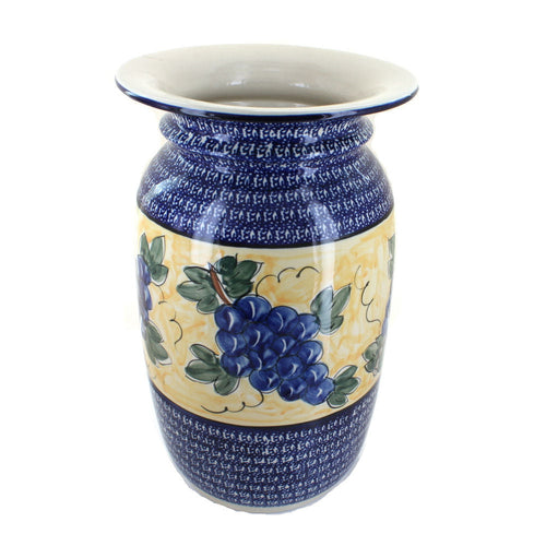 Polish Pottery Grapes Tall Floor Vase