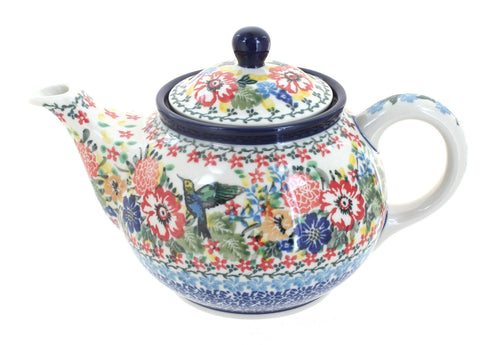 Polish Pottery Hummingbird Small Teapot