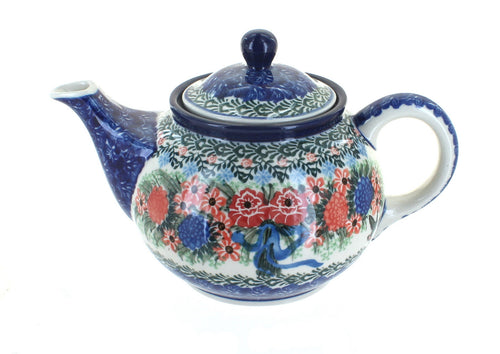 Polish Pottery Blush Bouquet Small Teapot
