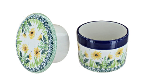 Dandelion French Butter Dish Polish Pottery
