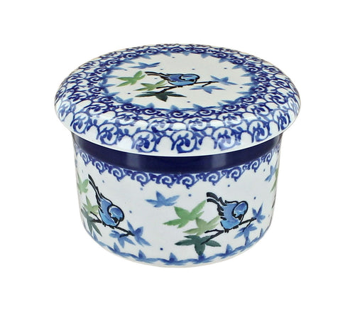 Polish Pottery Mockingbird French Butter Dish