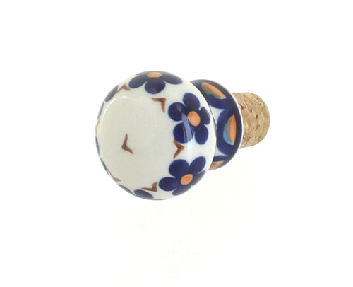 Polish Pottery Aztec Flower Wine Cork