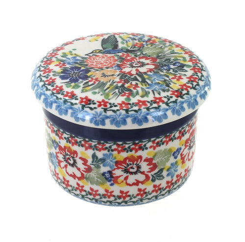 Polish Pottery Hummingbird French Butter Dish