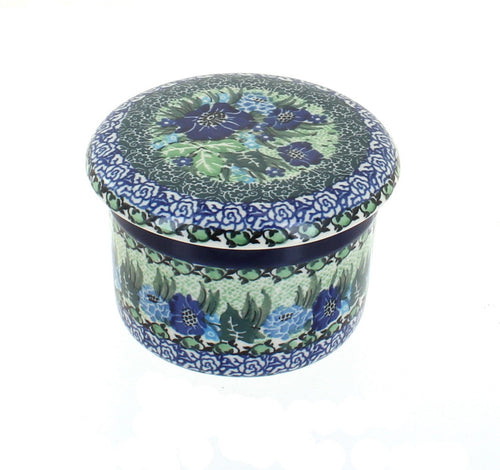 Polish Pottery Sapphire Fields French Butter Dish