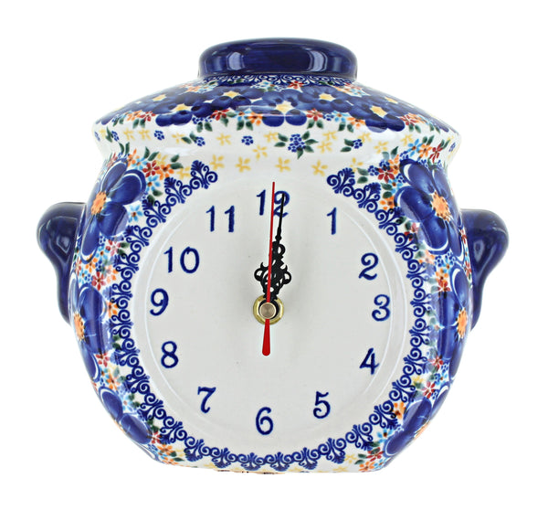 Blue Dahlia Wall Clock