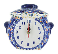 Polish Pottery Blue Dahlia Wall Clock