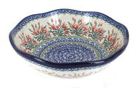 Polish Pottery Spring Tulip Large Scallop Bowl