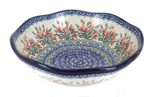 Polish Pottery Spring Tulip Large Scallop Bowl