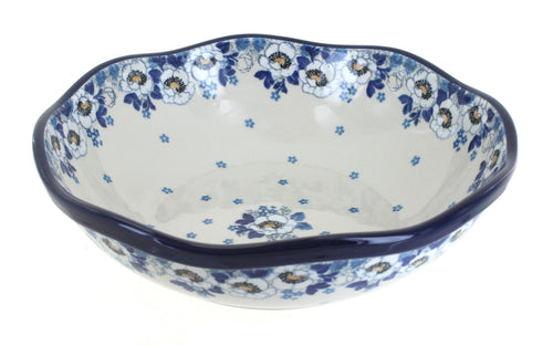 Polish Pottery Georgia Blue Large Scallop Bowl