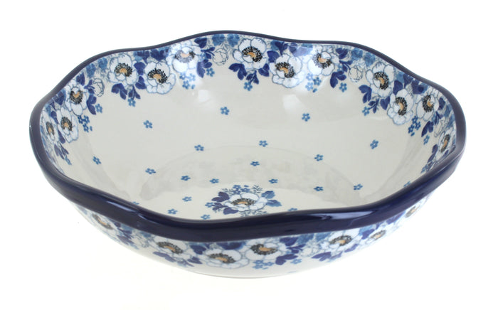 Polish Pottery Georgia Blue Large Scallop Bowl
