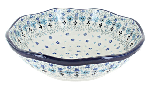 Polish Pottery Celeste Large Scallop Bowl