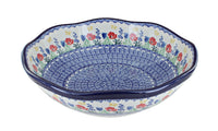 Polish Pottery Memory Garden Large Scallop Bowl