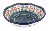 Polish Pottery Peach Posy Large Scallop Bowl