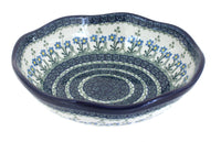 Polish Pottery Blue Posy Large Scallop Bowl