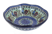 Polish Pottery Rooster Row Large Scallop Bowl